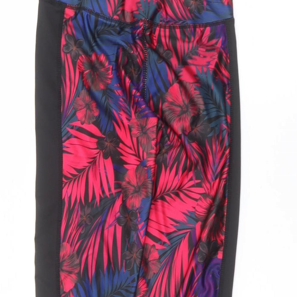 Matalan Womens Black Floral Cropped Leggings Size 8 L20 in