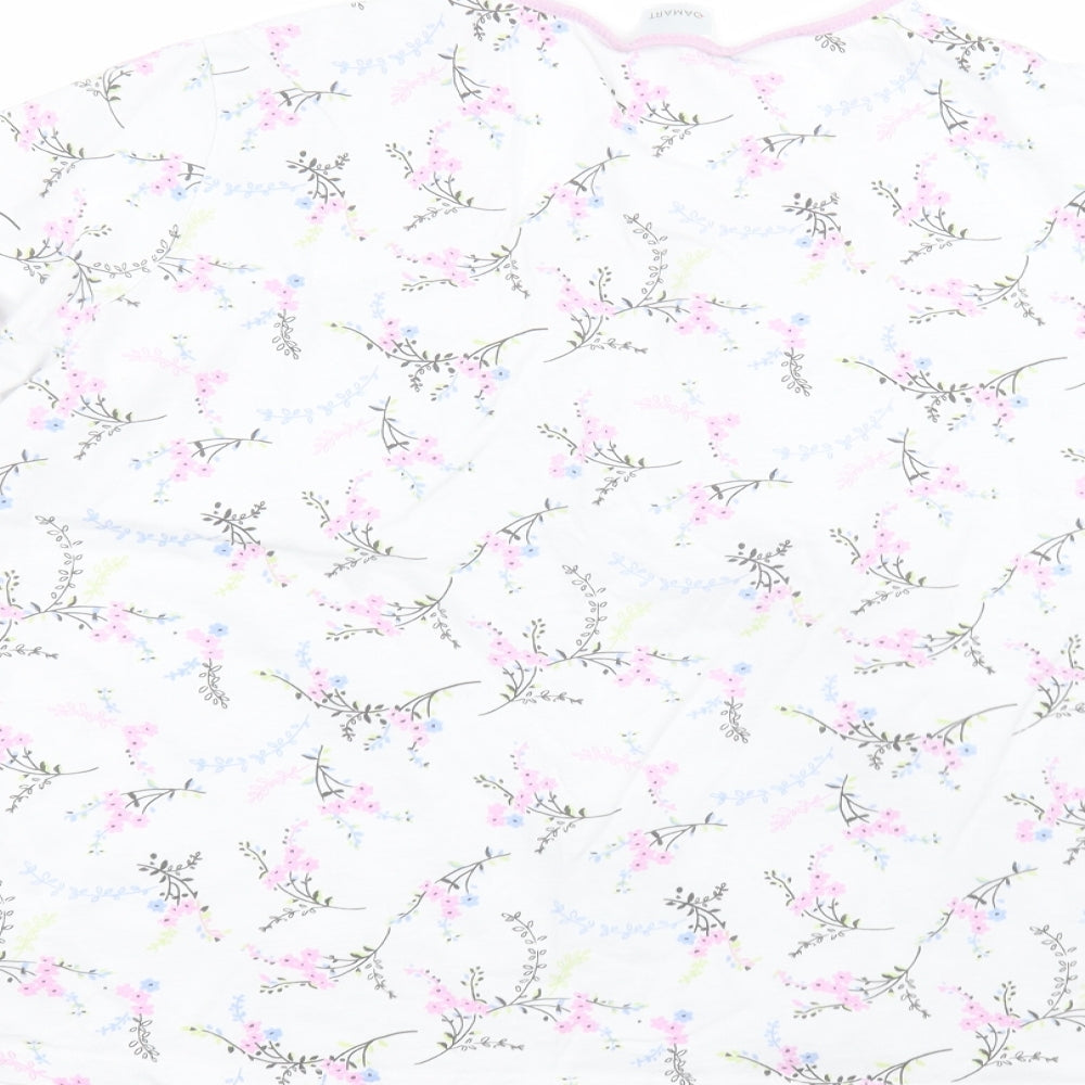 Damart Womens White Floral Basic T-Shirt Size L