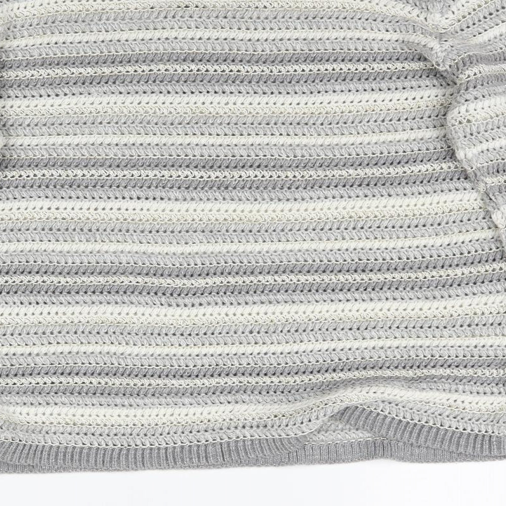 Preworn Womens Grey Striped Knit Pullover Jumper Size 16