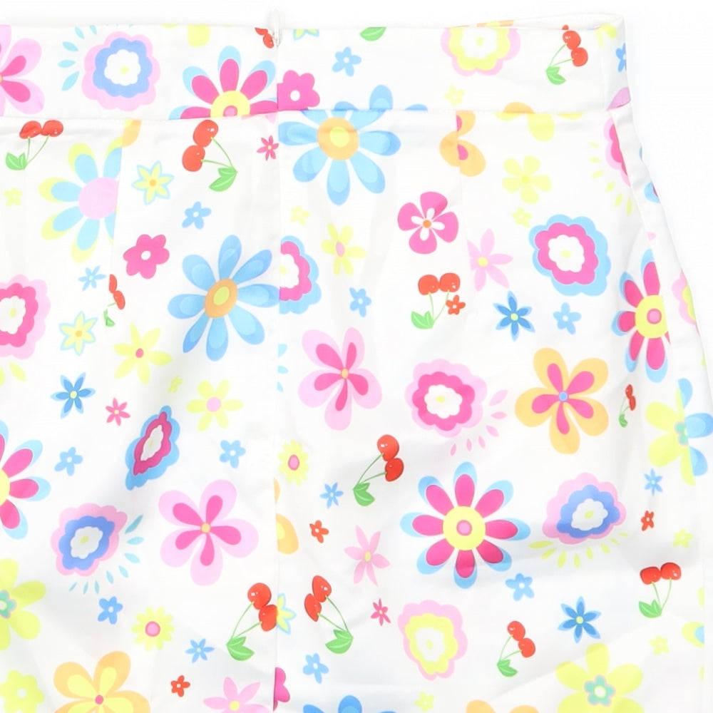 SheIn Womens White Floral Straight & Pencil Skirt Size S