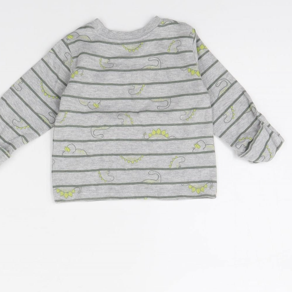 George Baby Grey Striped Basic T-Shirt Size 0-3 Months