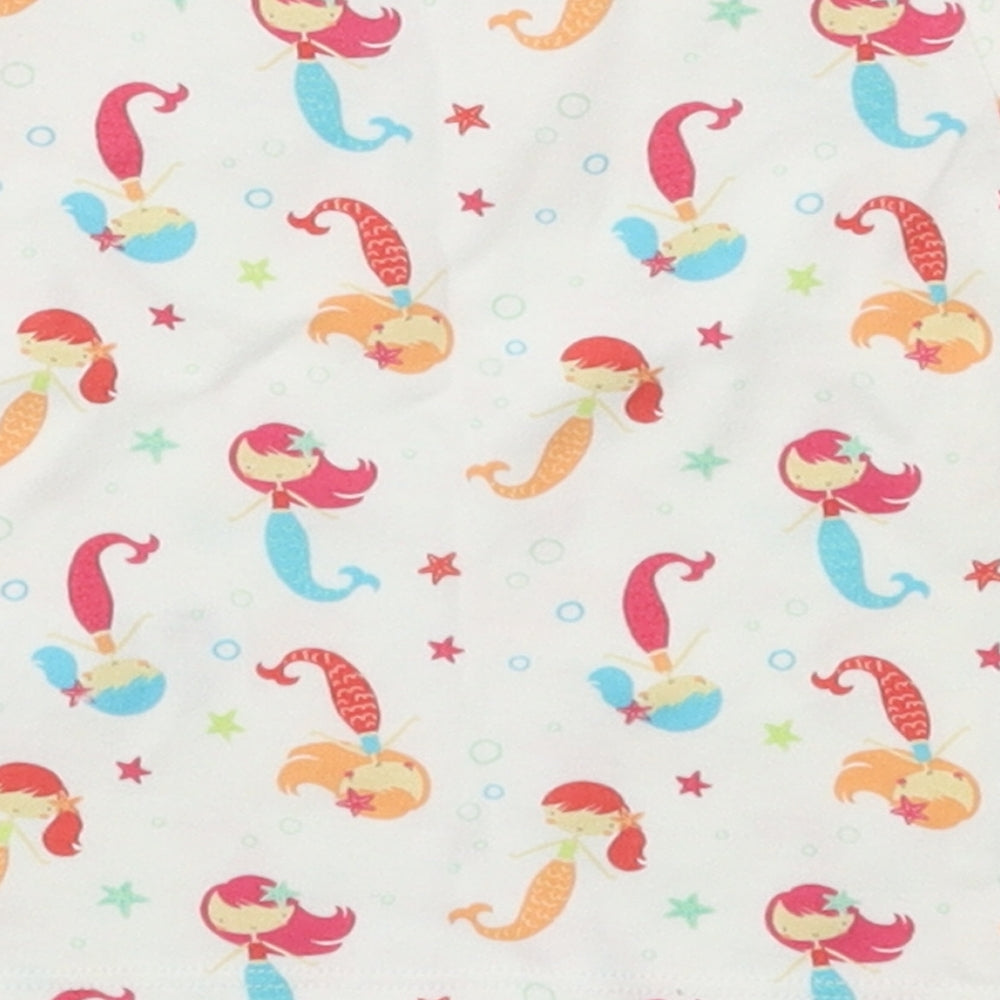 F&F Girls White Geometric Jersey Basic T-Shirt Size 0-3 Months - Mermaid