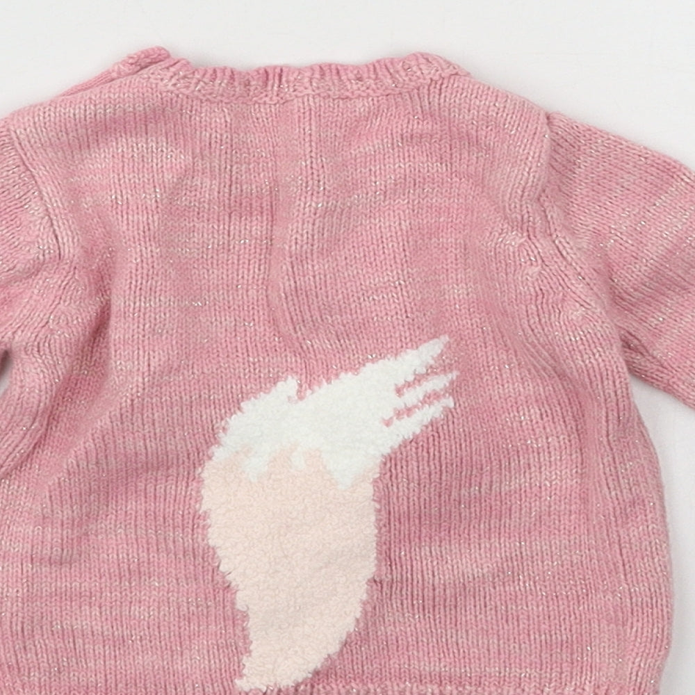 George Girls Pink Knit Pullover Jumper Size 0-3 Months - fox