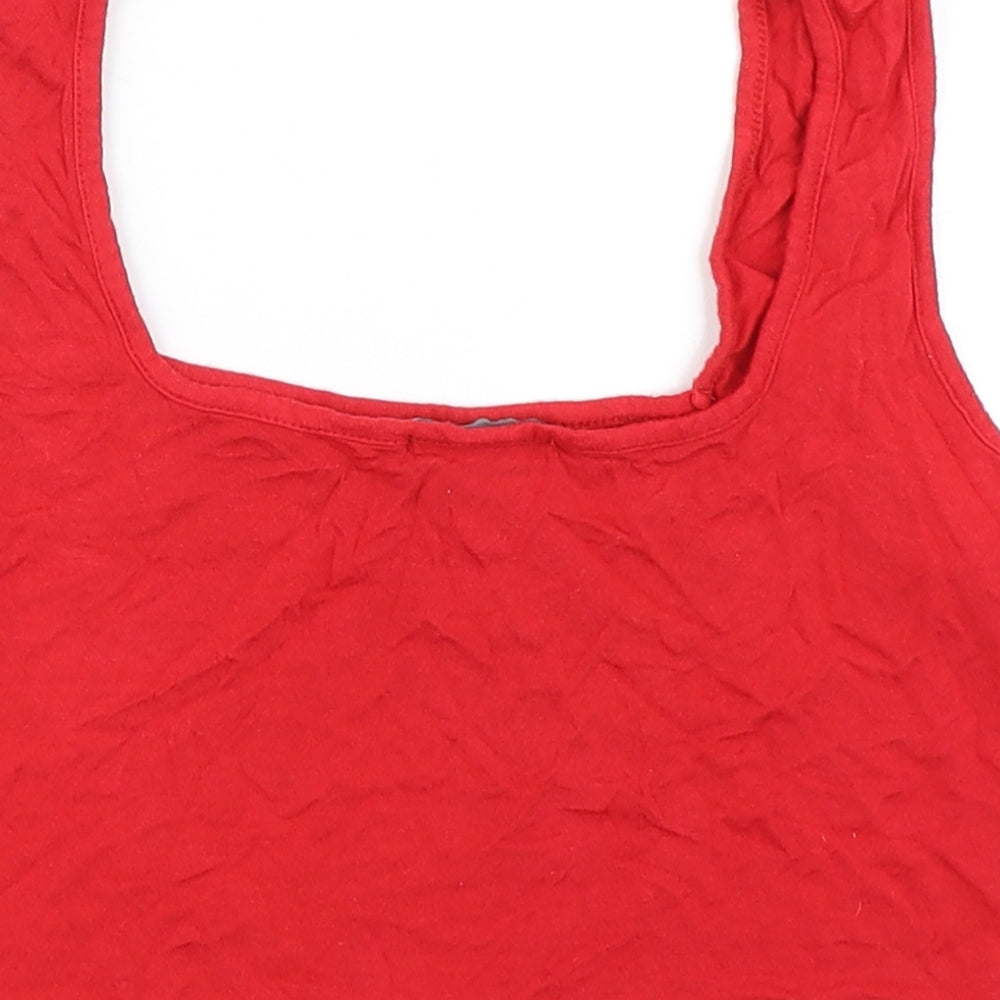 PRETTYLITTLETHING Womens Red Cropped Tank Size 12