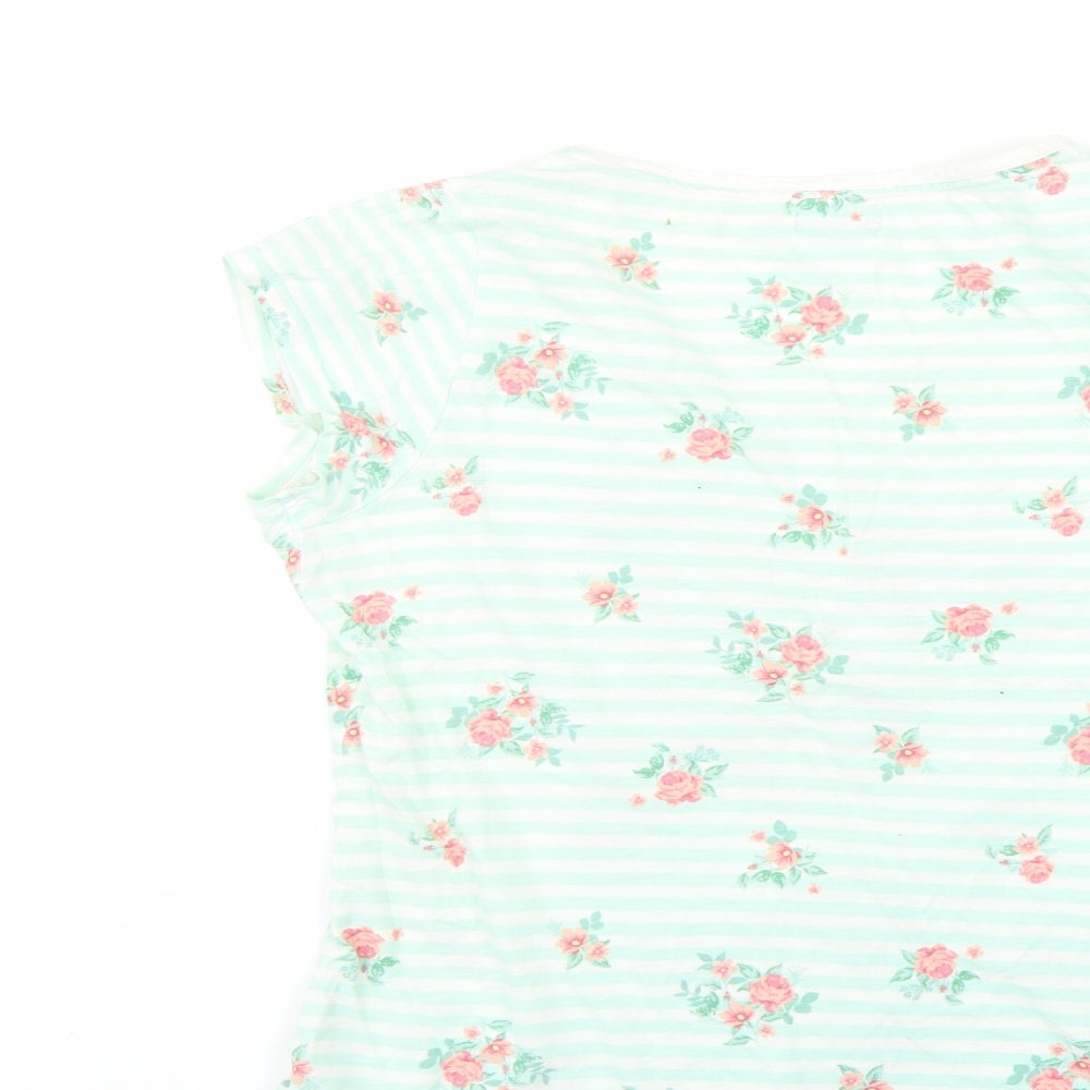F&F Womens Green Floral Basic T-Shirt Size 8