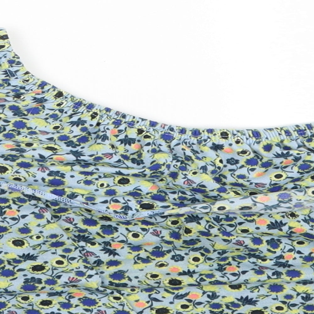 Topshop Womens Blue Floral Basic Blouse Size 8
