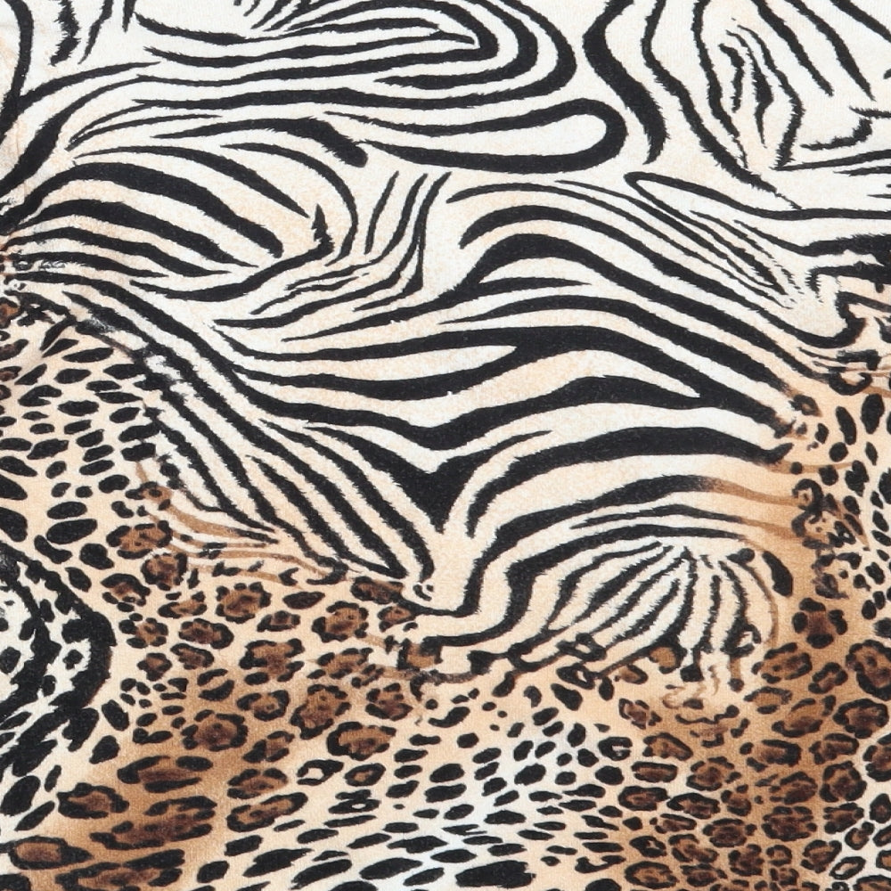 Frank Saul Womens Brown Animal Print Pullover Jumper Size S