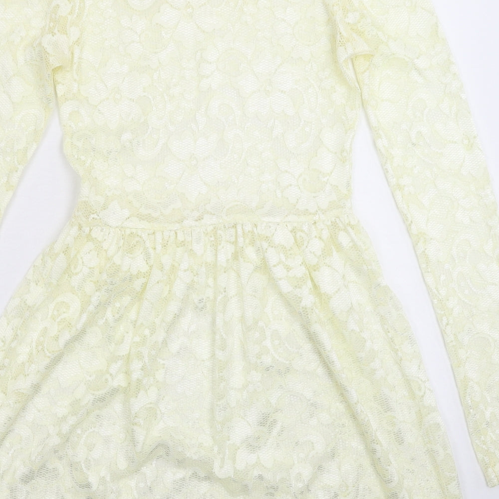 Boohoo Womens White Lace Fit & Flare Size 8