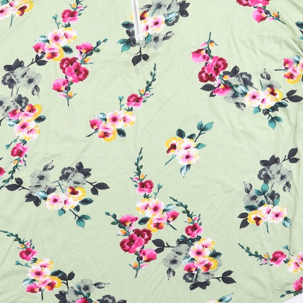 Peacocks Womens Green Floral Basic T-Shirt Size 10