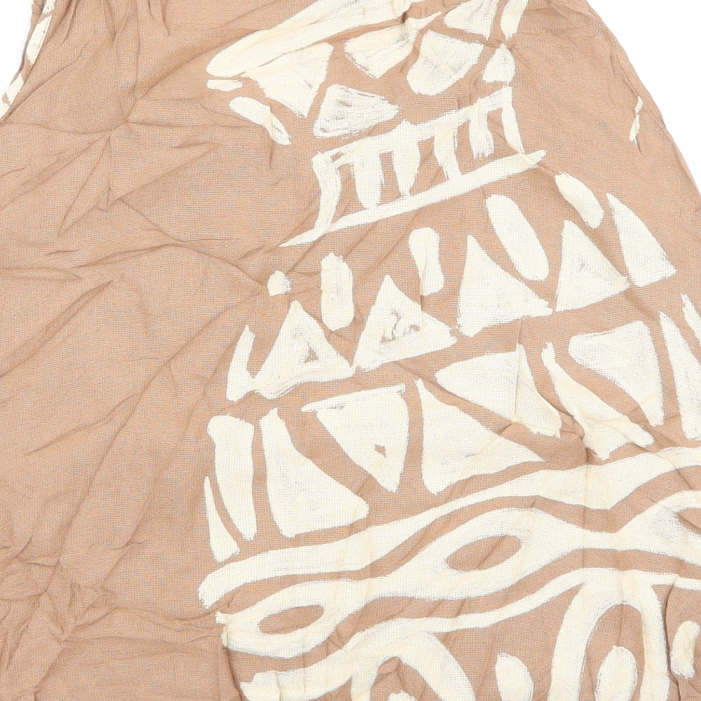 Ananda Womens Beige Geometric Basic Tank Size M - Size M/L