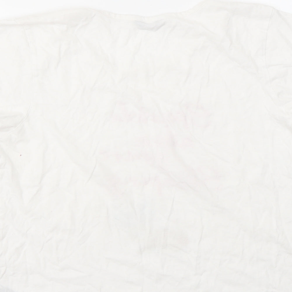 M&CO Womens White Geometric Basic T-Shirt Size 10