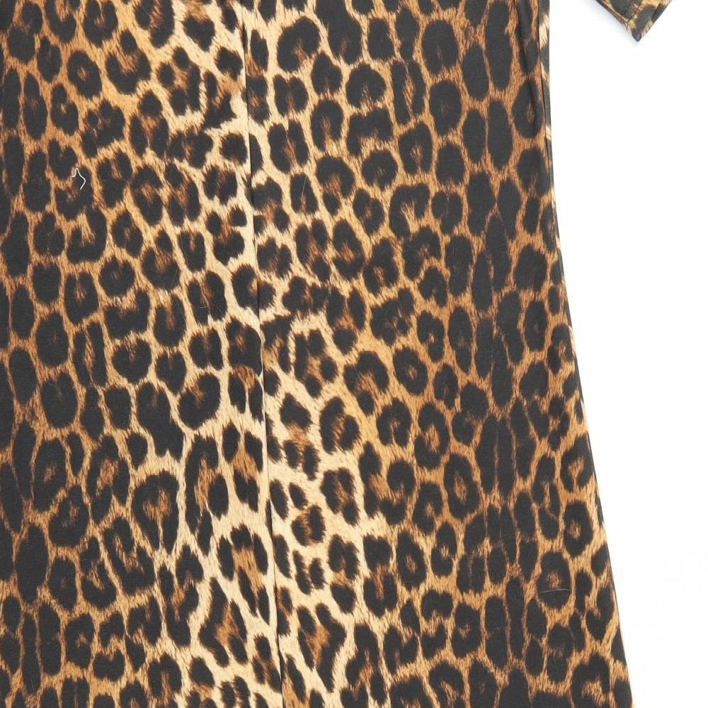 Peacocks Womens Brown Animal Print Fit & Flare Size 10