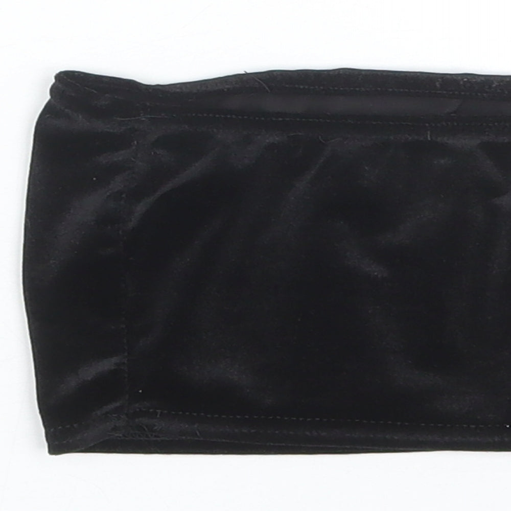 PRETTYLITTLETHING Womens Black Cropped T-Shirt Size 6