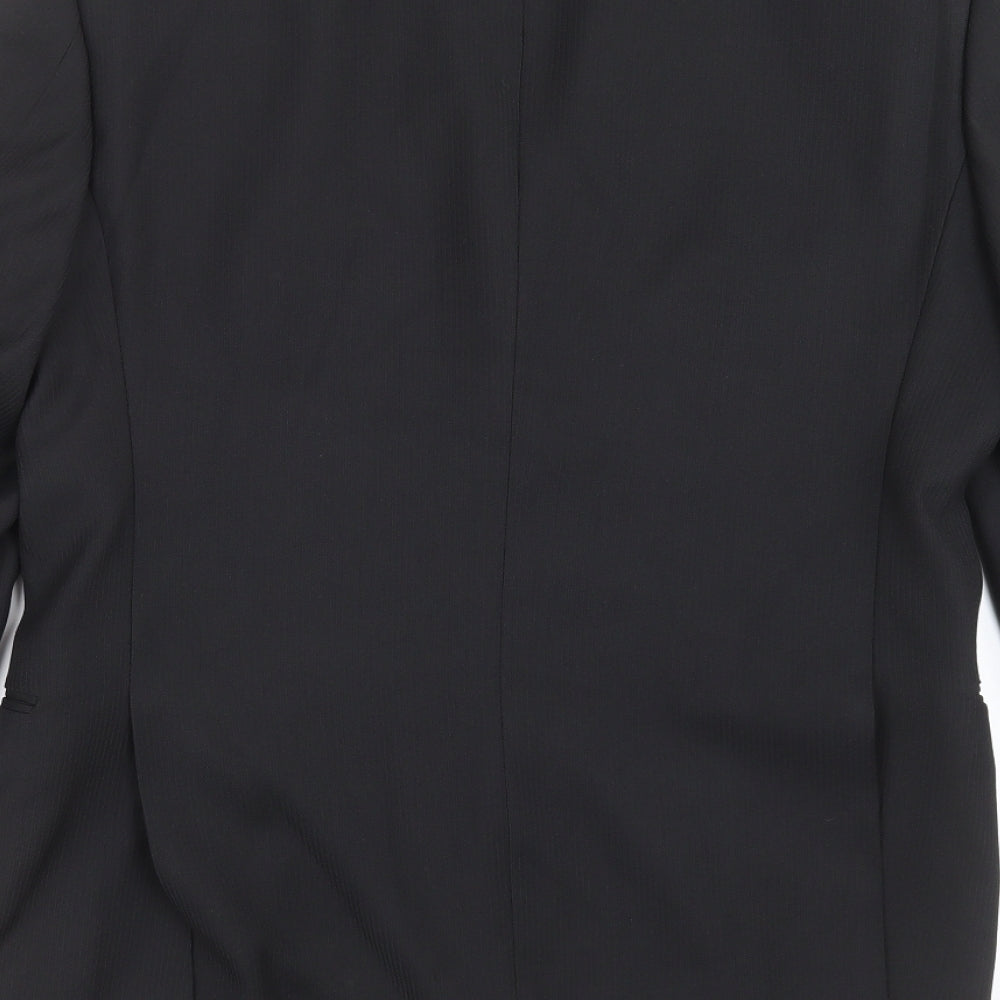 GREENWOODS Mens Black Striped Jacket Suit Jacket Size 36