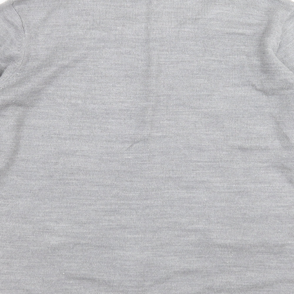 Classic Womens Grey Striped Knit Pullover Jumper Size S - beaded