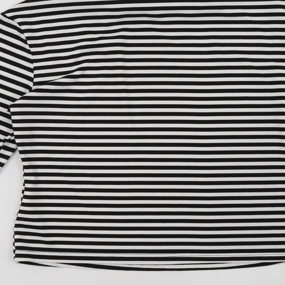 shain Womens White Striped Pullover Sweatshirt Size L