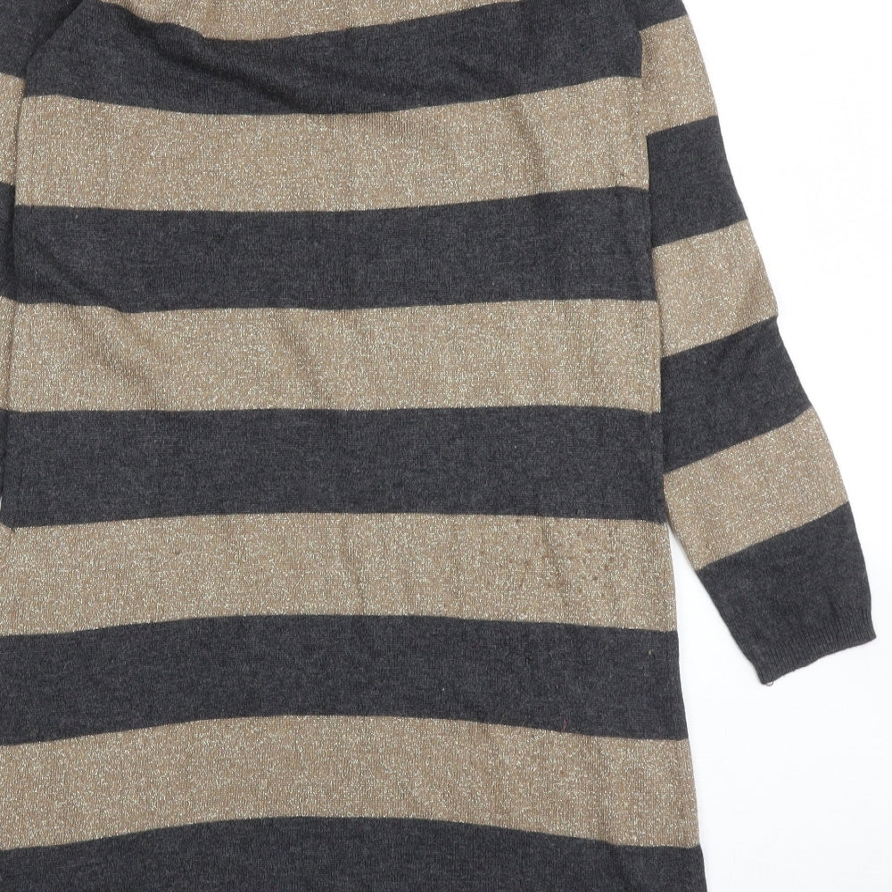 Marks & Spencer Womens Grey Striped Tunic Jumper Size 10