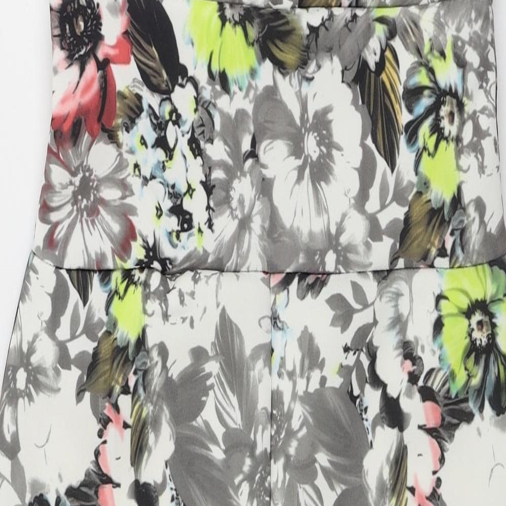 Boohoo Womens White Floral Bodycon Size 10