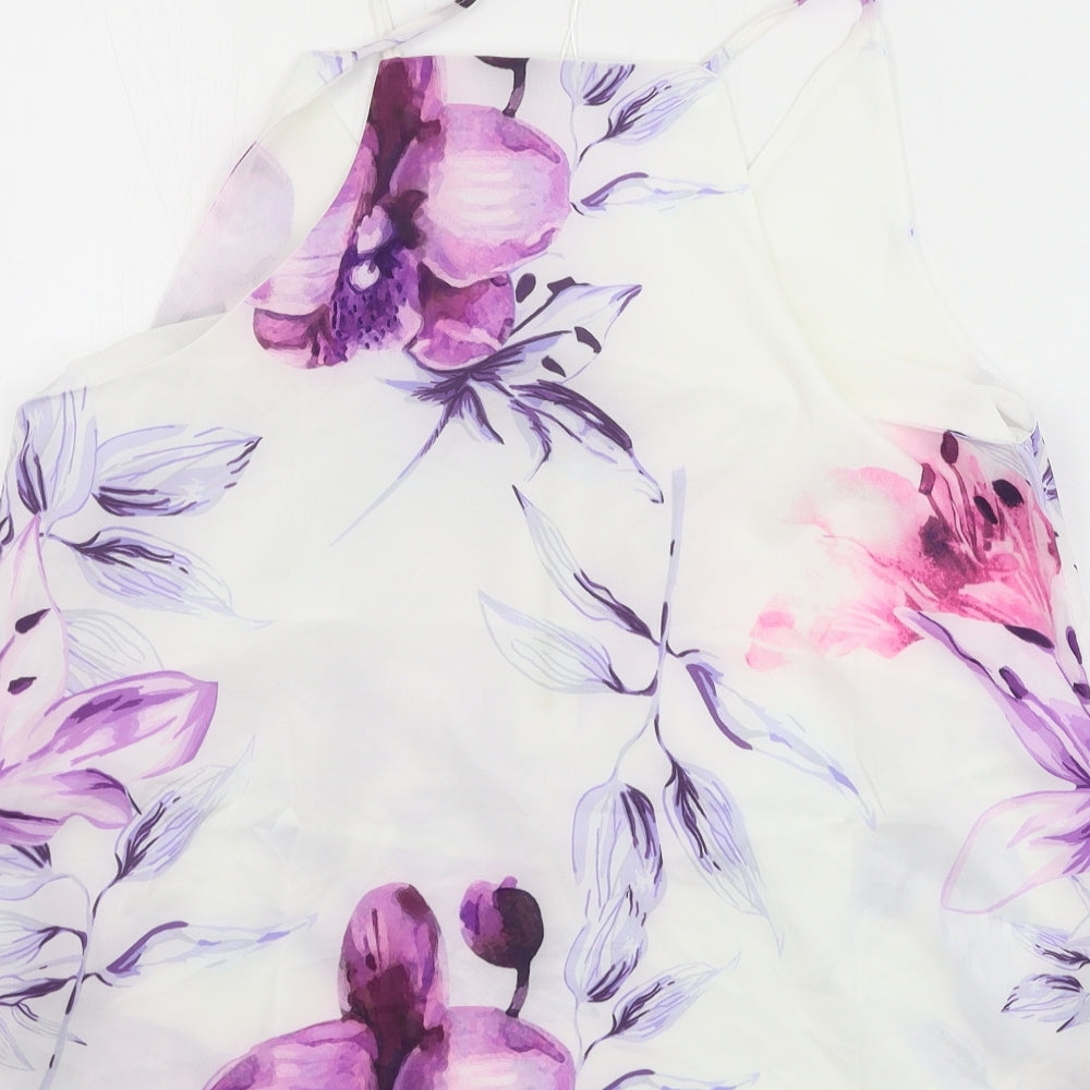 Yoins Womens White Floral Basic Blouse Size S