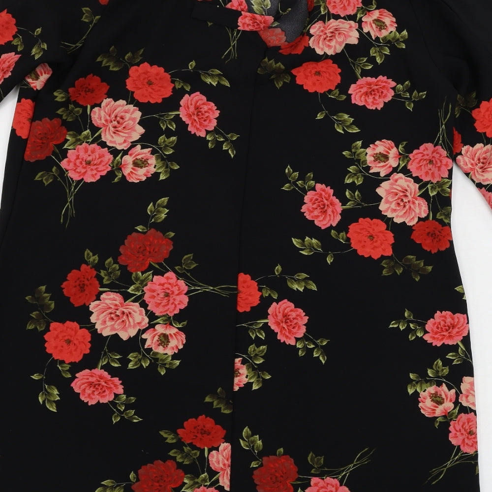 Peacocks Womens Black Floral A-Line Size 14