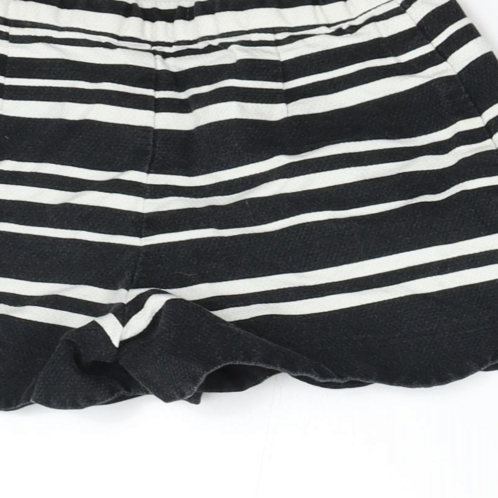 Marks & Spencer Girls Black Striped Hot Pants Shorts Size 5-6 Years