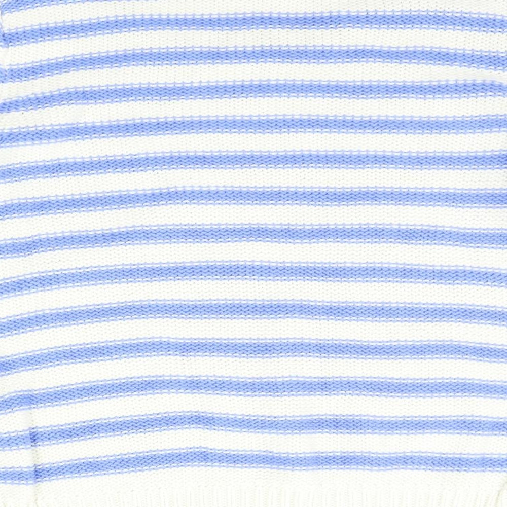 H&M Womens Blue Striped Henley Jumper Size S