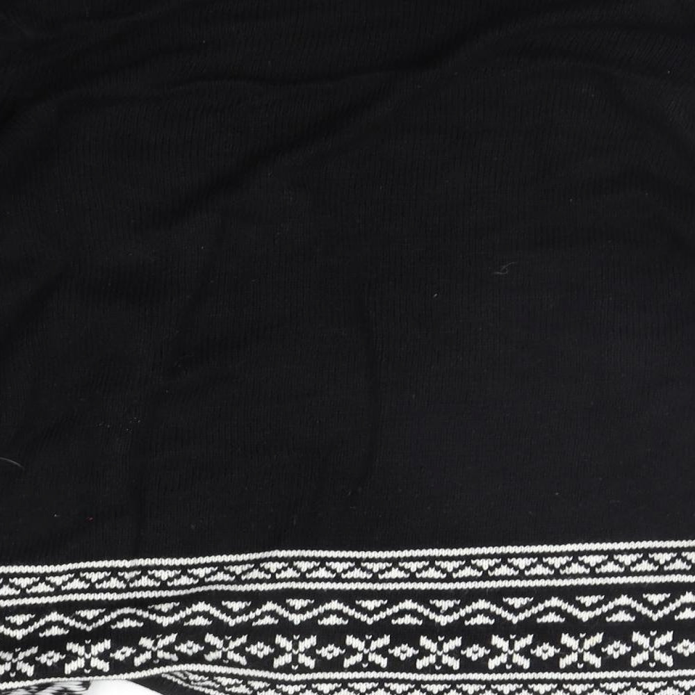 BM COLLECTION Womens Black Geometric Cardigan Jumper Size S