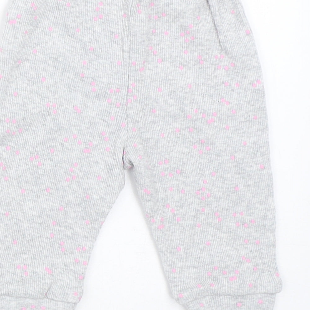Mothercare Girls Grey Jogger Trousers Size 0-3 Months