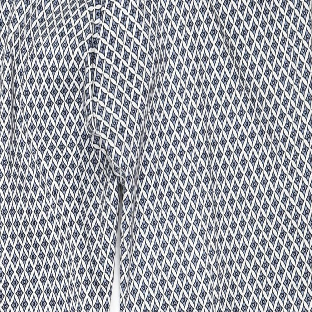 H&M Womens Blue Geometric Capri Trousers Size 42 L27 in