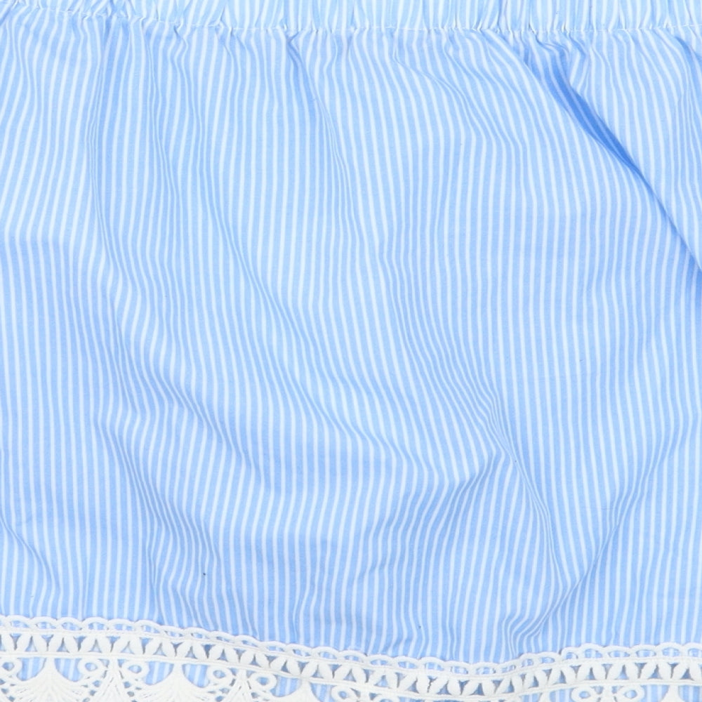Newlook Womens Blue Striped Basic Blouse Size 8