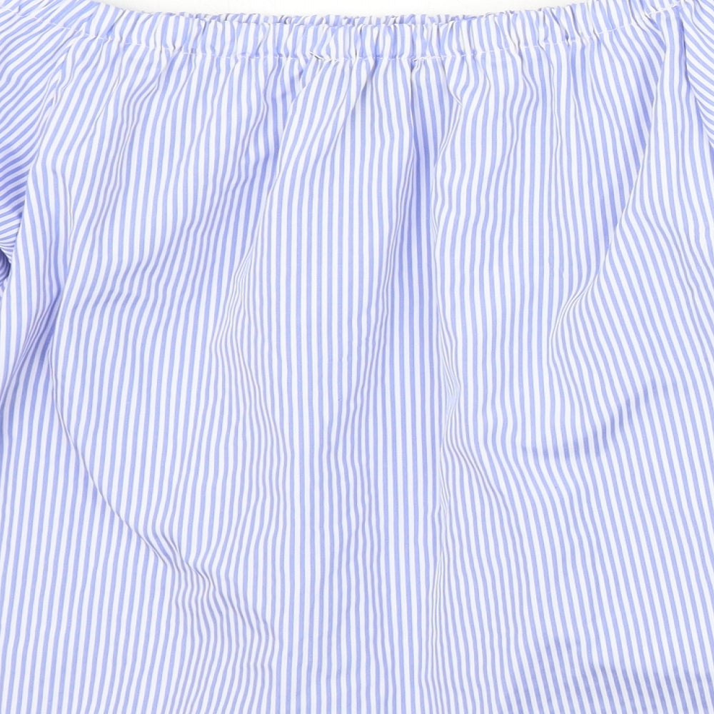 Newlook Womens Blue Striped Basic Blouse Size 8