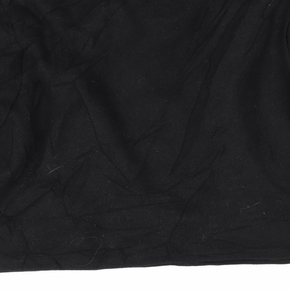 Zara Womens Black Pullover Jumper Size 6 - Blue striped fabric ruffles to front