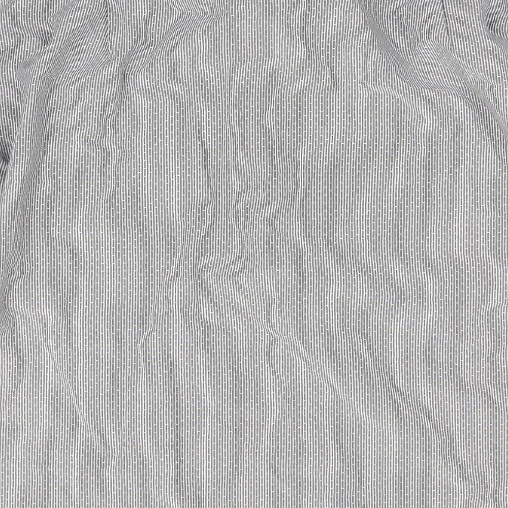 GGS Mens Grey Striped Button-Up Size L - Vertical broken stripe with dots