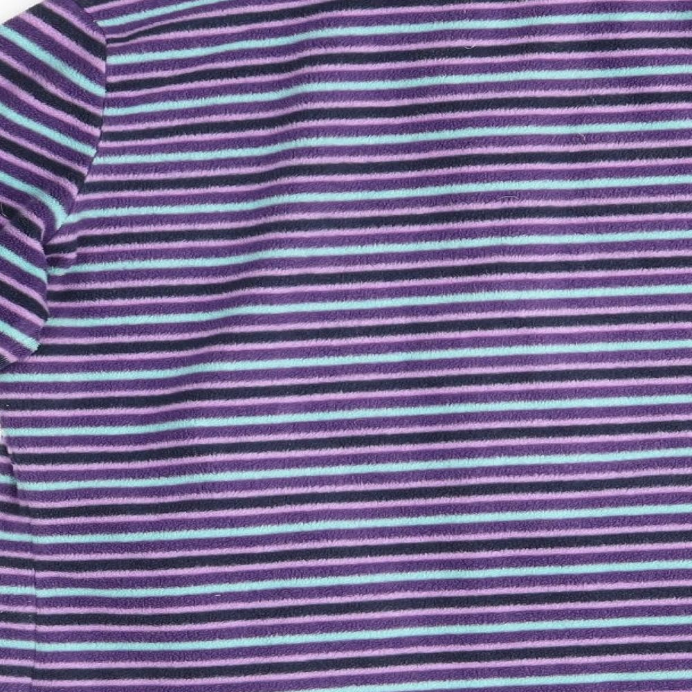 Marks & Spencer Womens Purple Striped Full Zip Jumper Size M