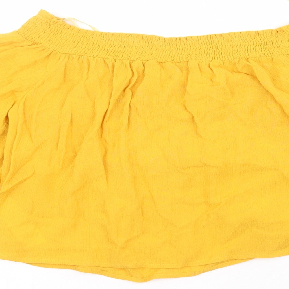 Miss Selfridge Womens Yellow Basic T-Shirt Size 6