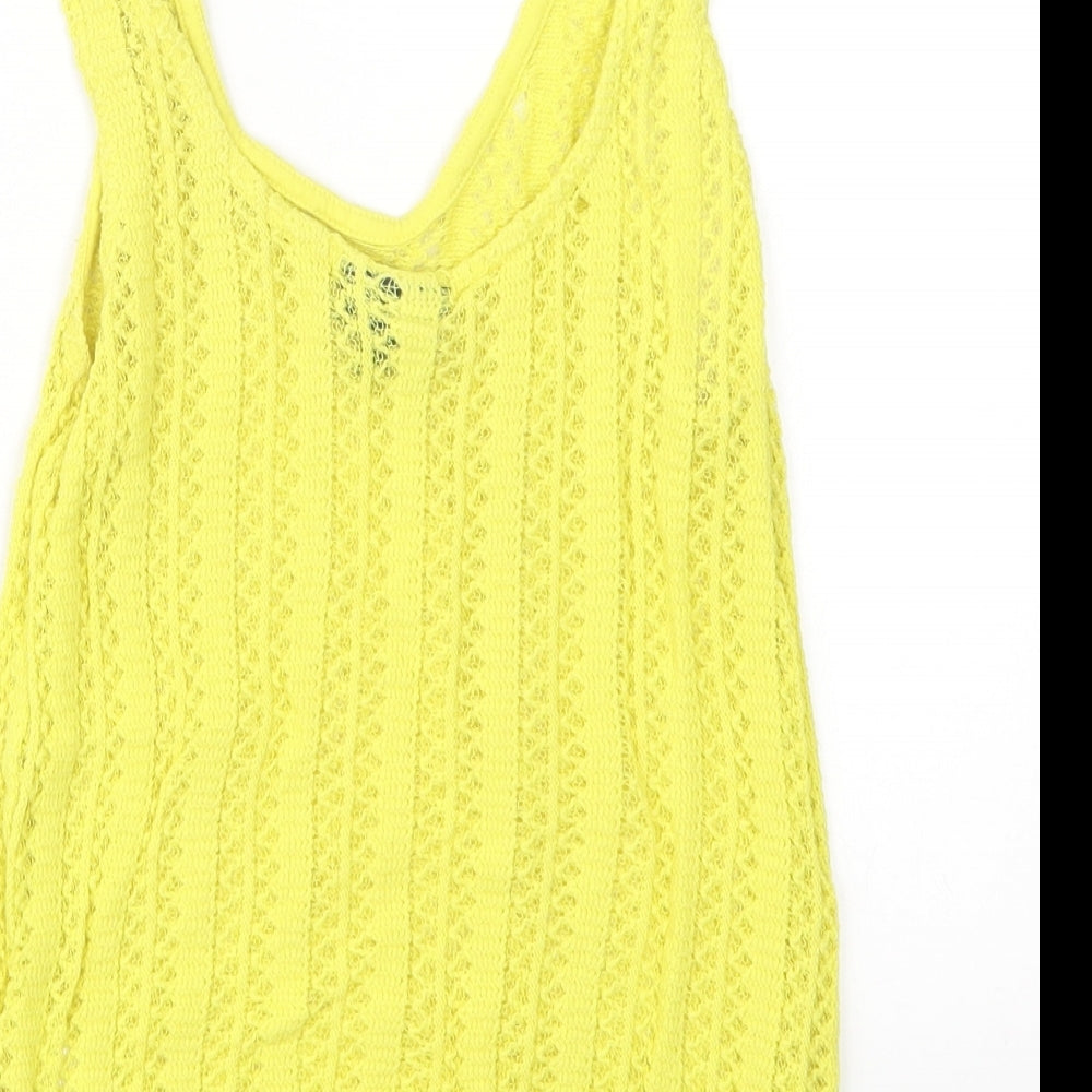 Topshop Womens Yellow Knit Pullover Jumper Size 10 - Cropped