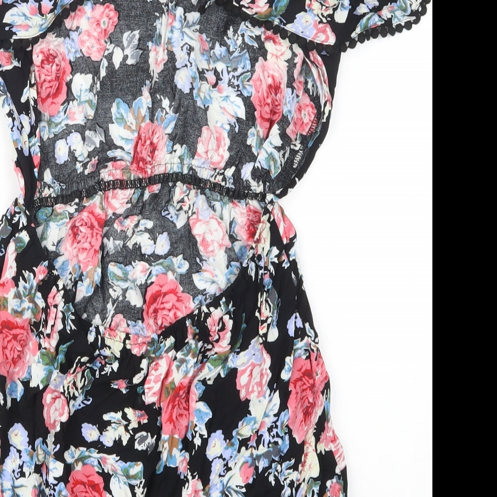 Select Womens Black Floral Mini Size 10
