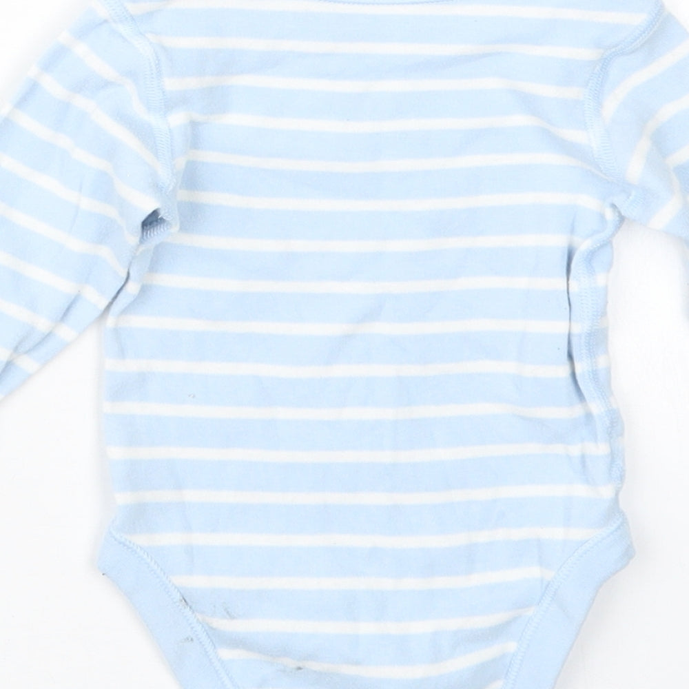 Marks & Spencer Boys Blue Striped Babygrow One-Piece Size 3-6 Months