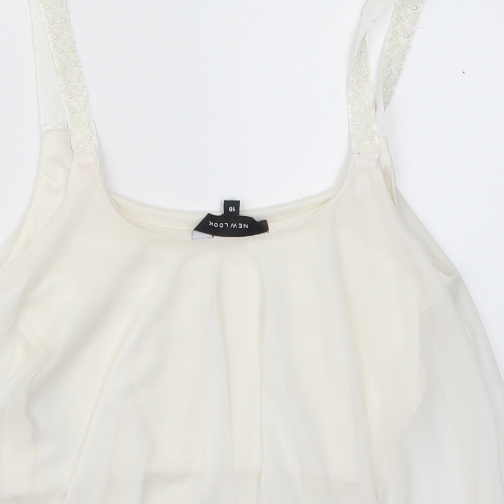 New Look Womens White Cropped T-Shirt Size 10