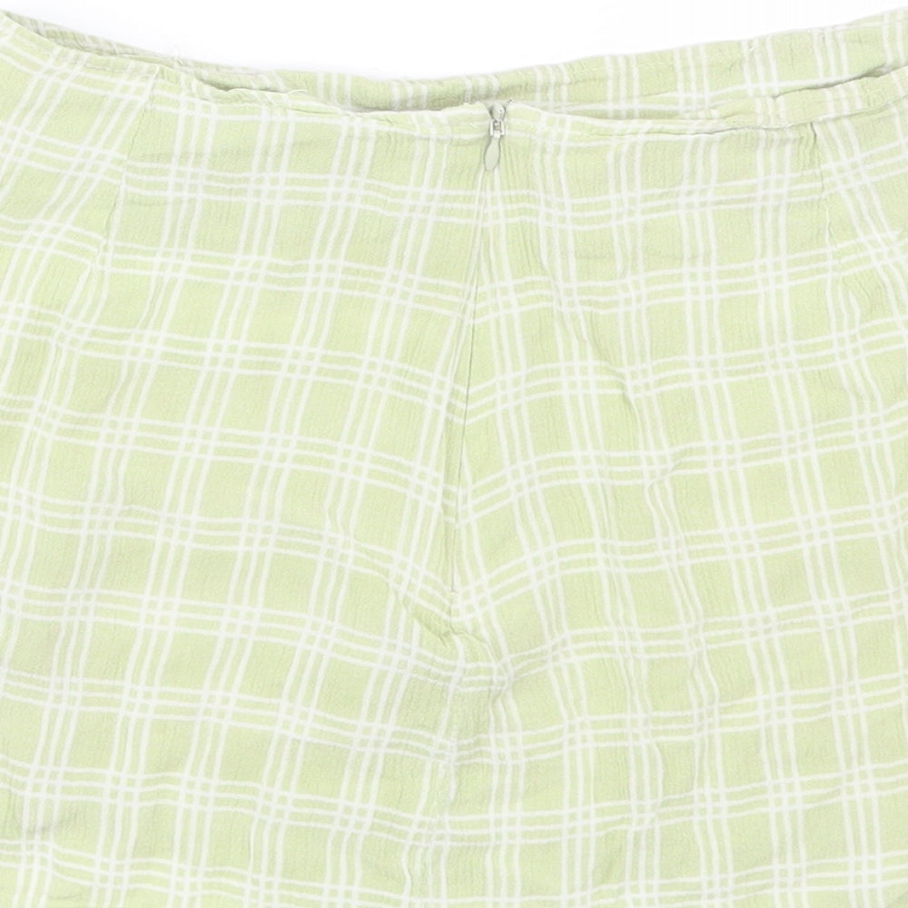 Motel Womens Green Plaid Mini Skirt Size S