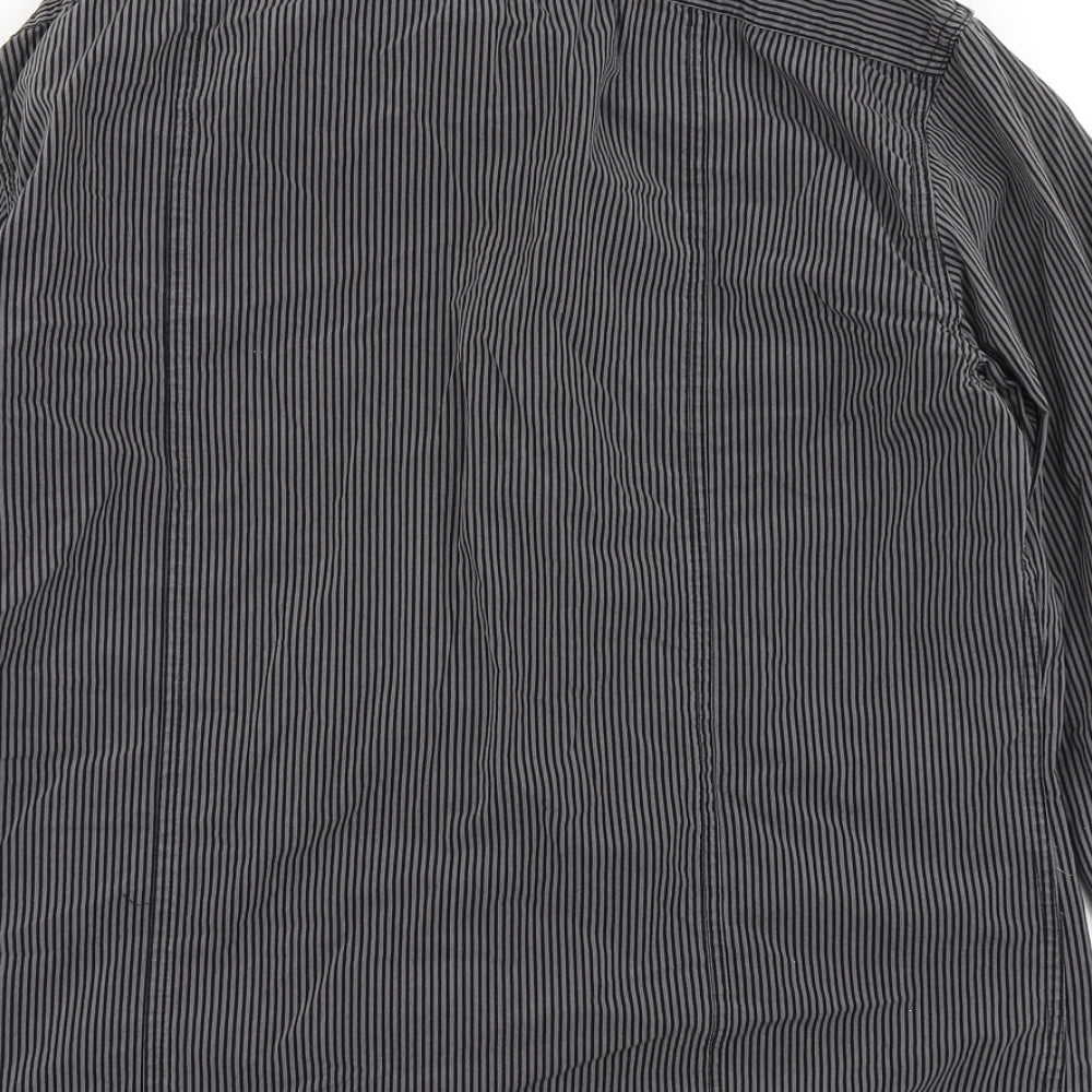 NEXT Mens Black Striped Button-Up Size M