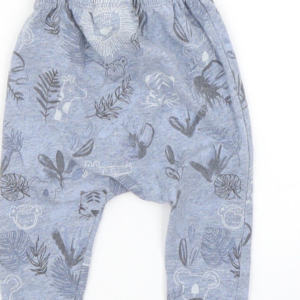 Next Boys Blue Floral Jogger Trousers Size 3-6 Months