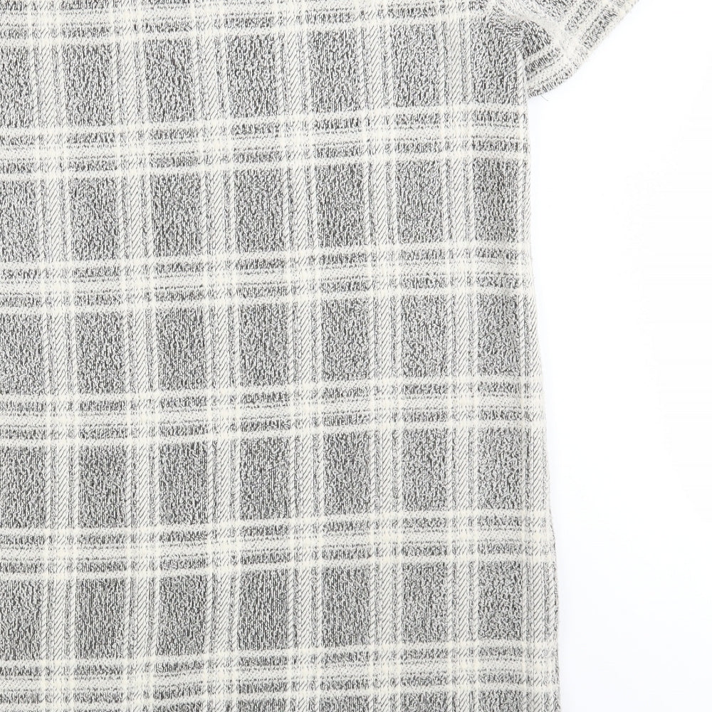 New Look Womens White Check A-Line Size 14