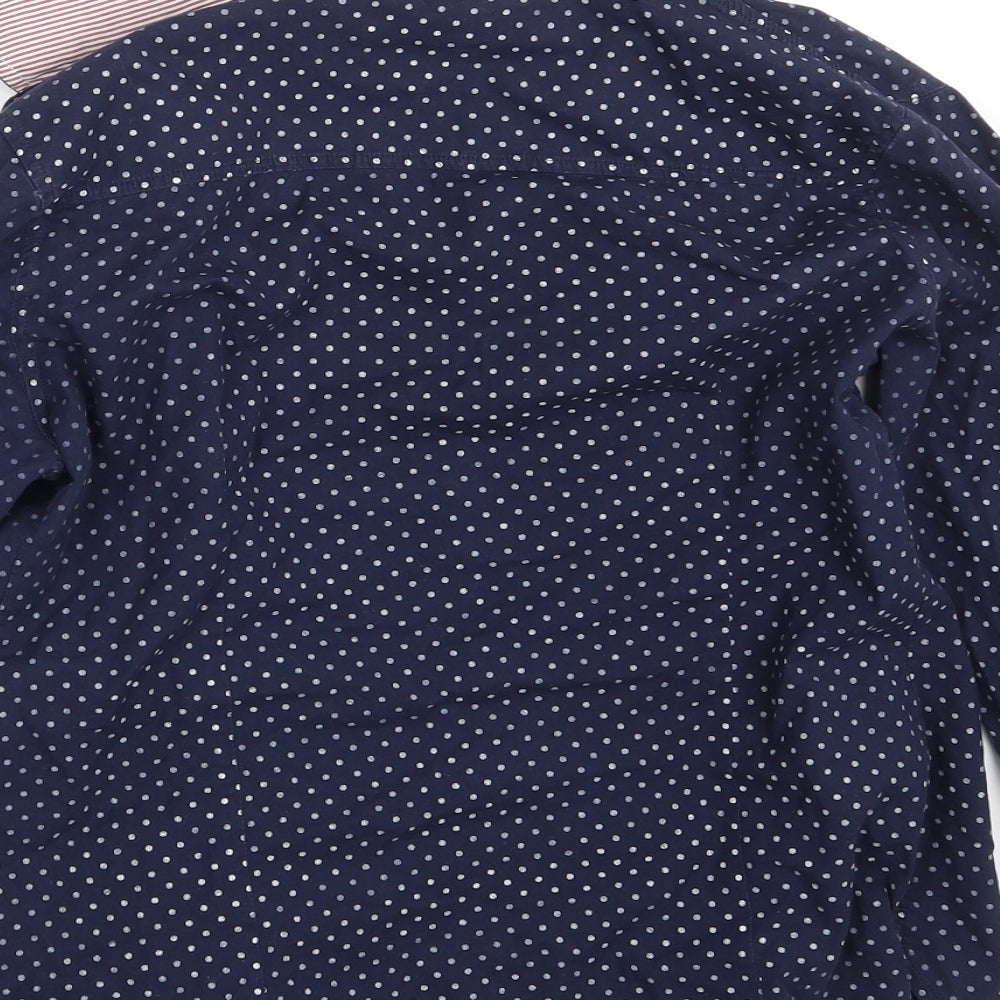 Rubin Boys Blue Polka Dot Basic Button-Up Size M