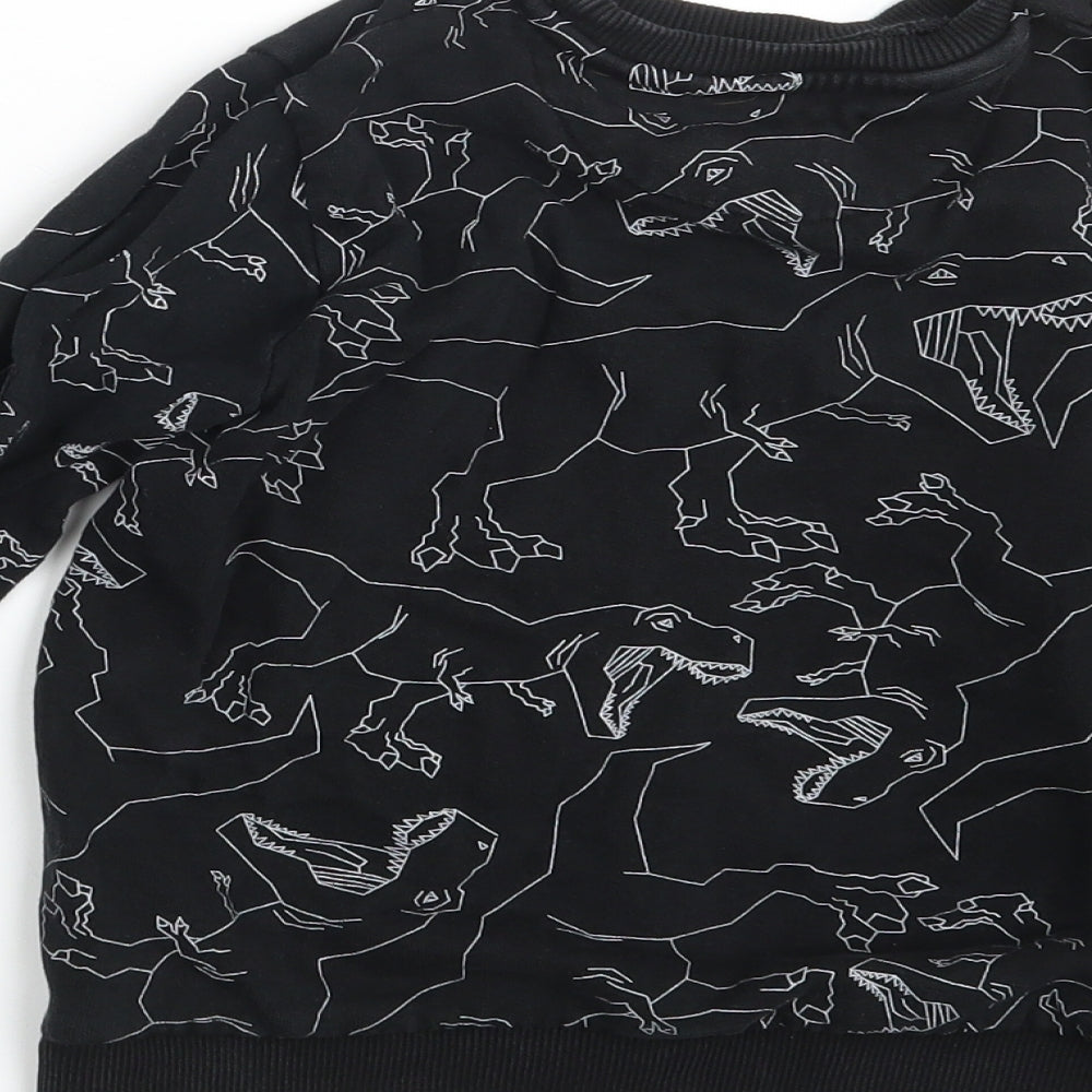 Nutmeg Boys Black Animal Print Pullover Sweatshirt Size 7-8 Years