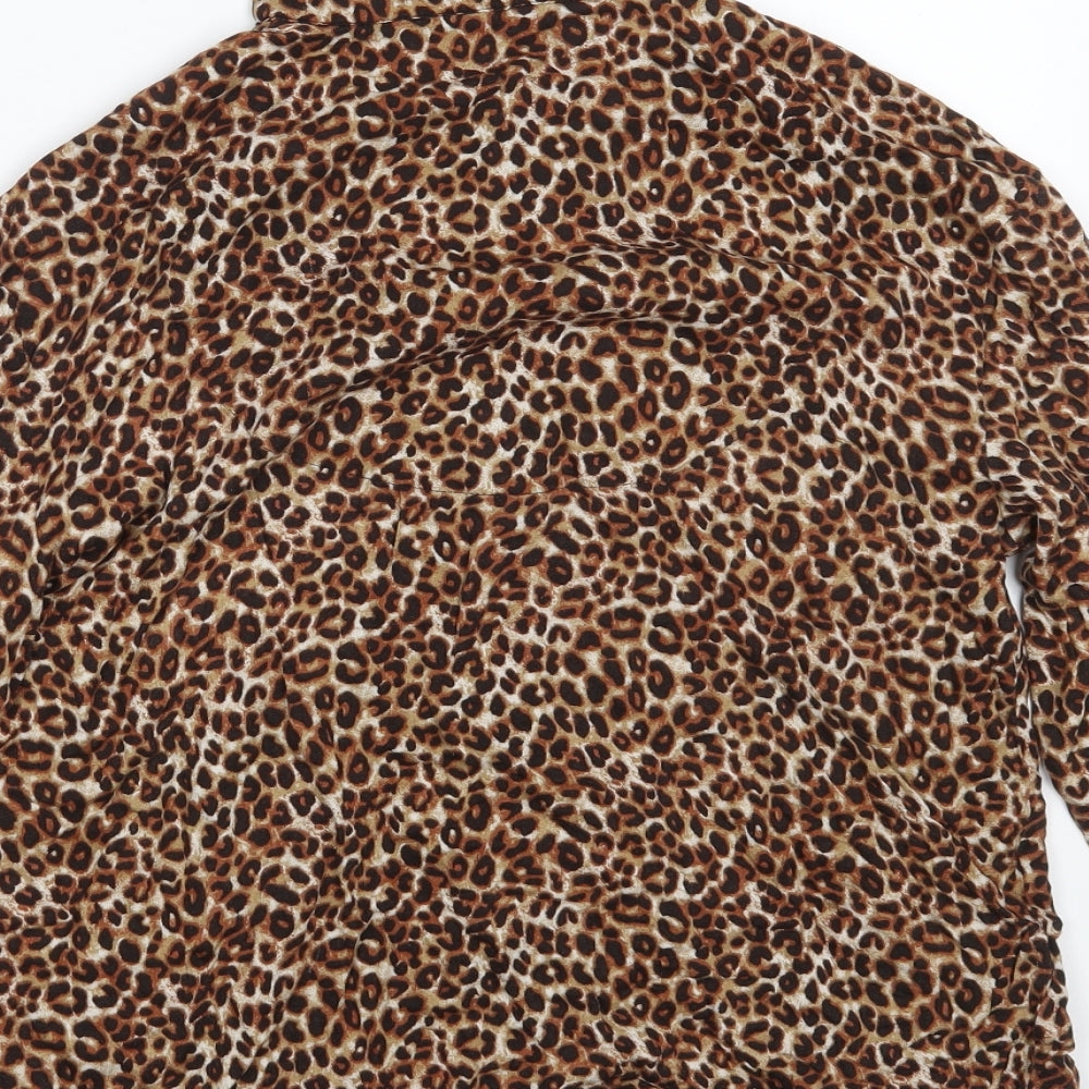 Marks & Spencer Womens Brown Animal Print Top Pyjama Top Size 8