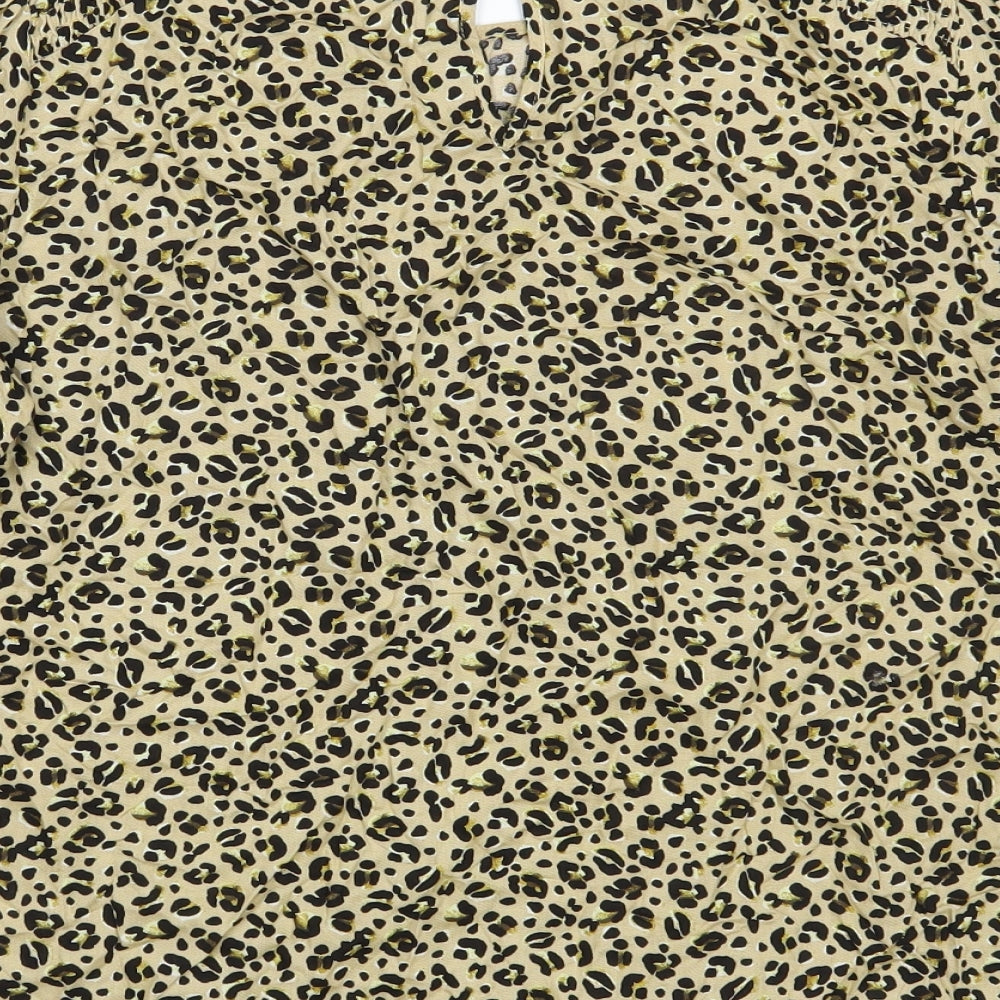 Yessica Womens Yellow Animal Print Basic Blouse Size 14