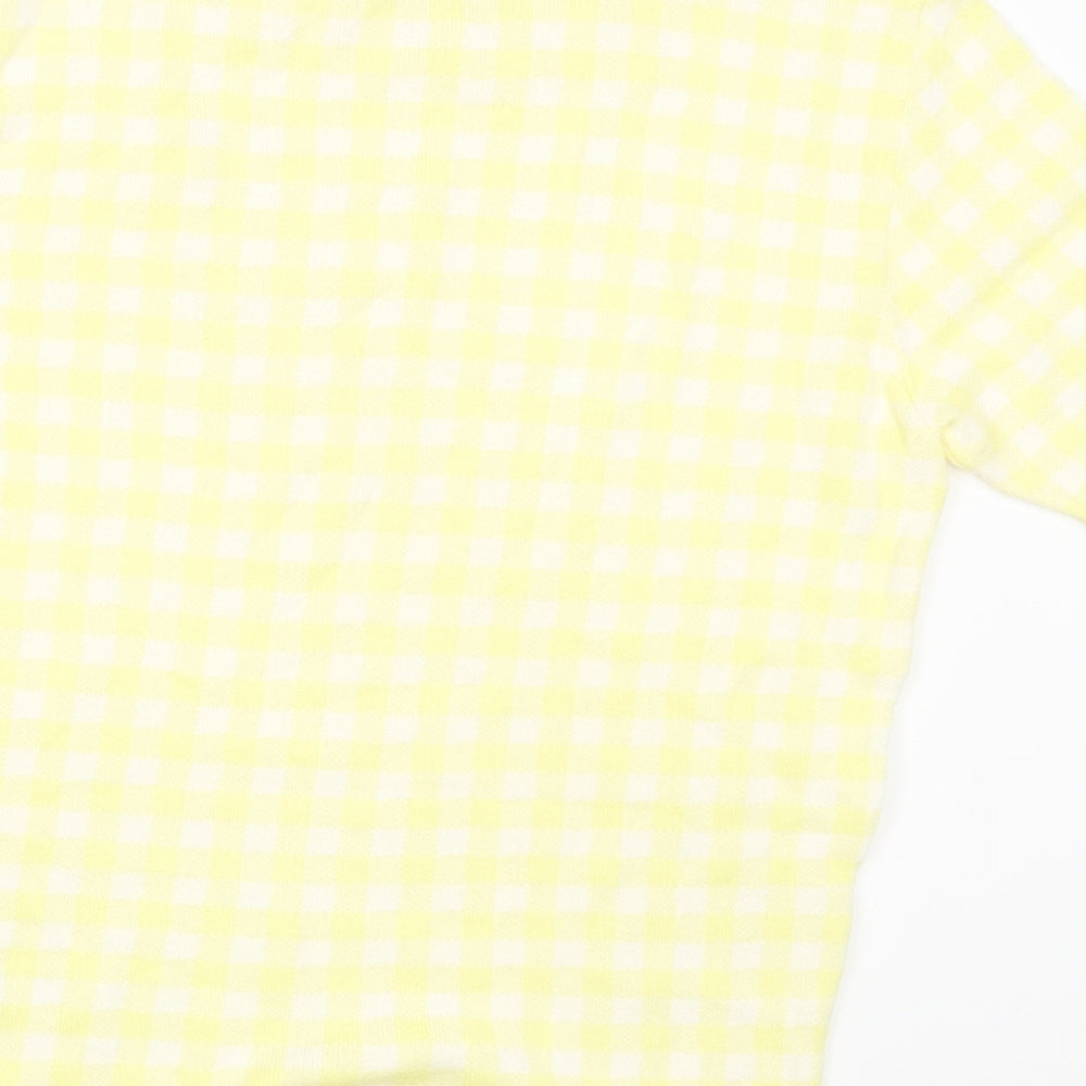 Marks & Spencer Womens Yellow Geometric Knit Pullover Jumper Size 10