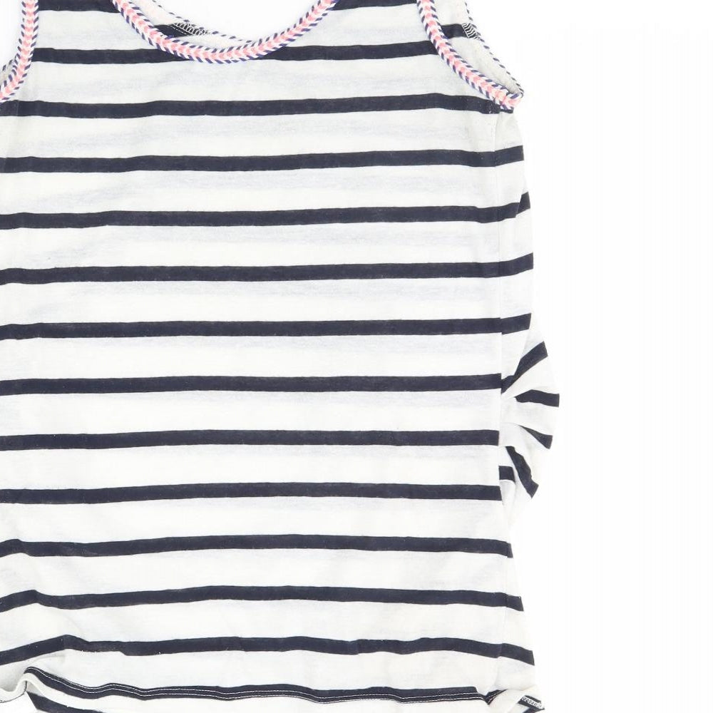 New Look Womens White Striped Basic Tank Size 10