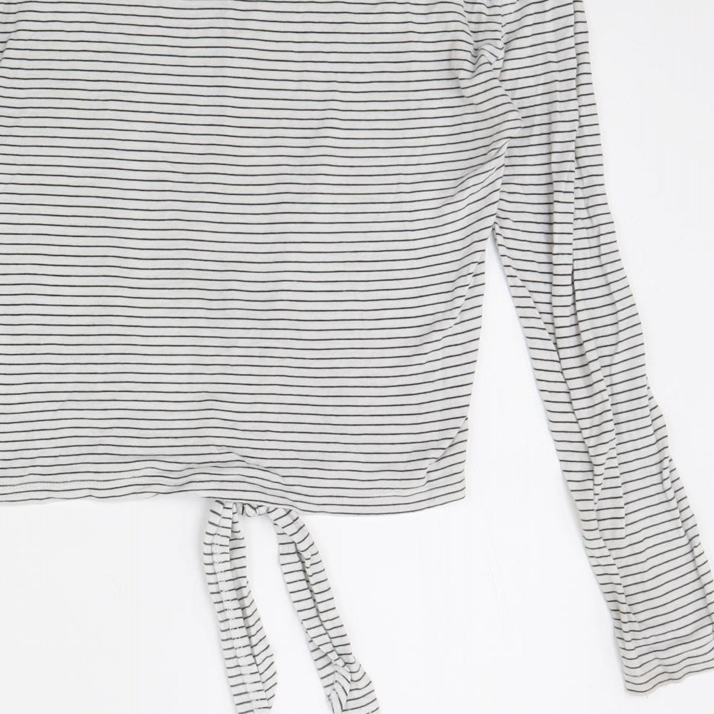 River Island Womens White Striped Pullover Jumper Size 10